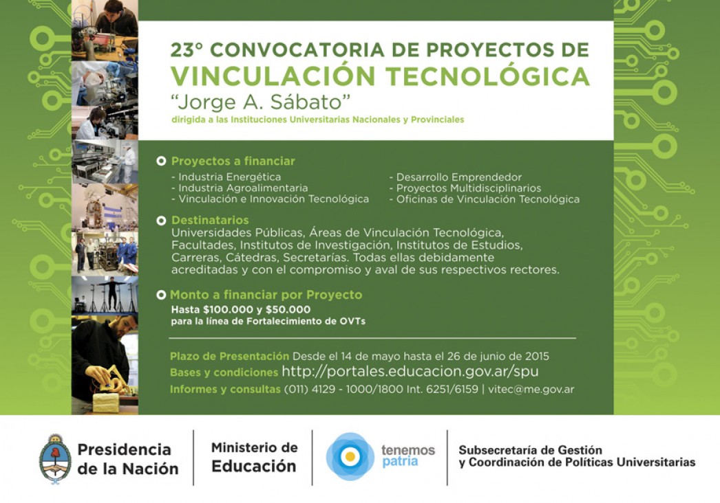 imagen Convocatoria "Jorge A. Sábato" de Vinculación Tecnológica