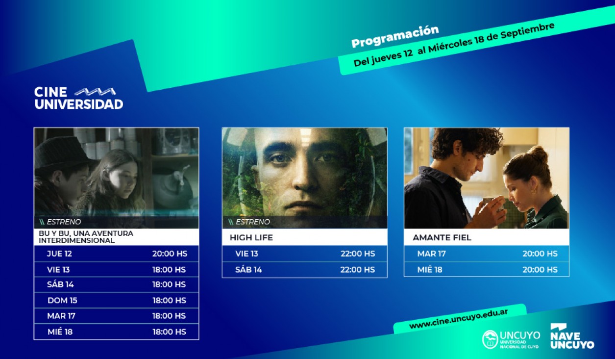 imagen Programación del Cine Universidad del 12 al 18 de septiembre