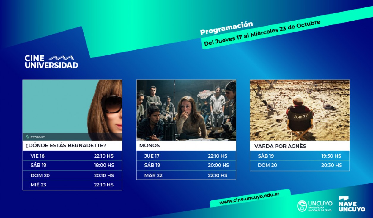 imagen Llega la programación del Cine Universidad desde el  jueves 17 al miércoles 23 de octubre