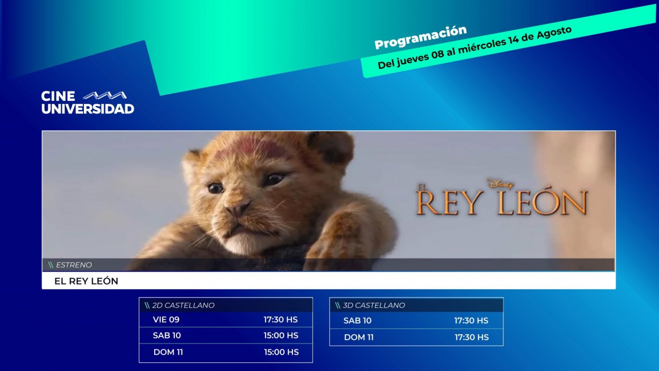 imagen Programación Cine Universidad del 8 al 14 de agosto
