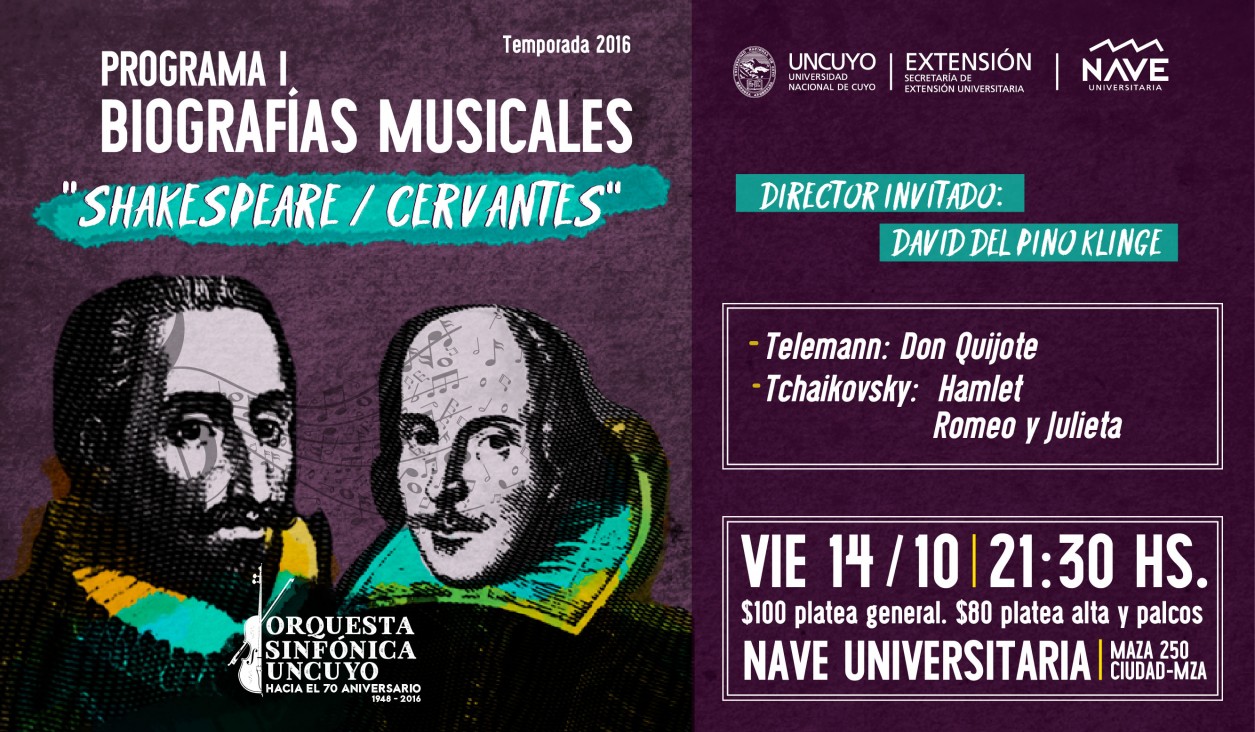 imagen La Orquesta Sinfónica brindará un concierto dedicado a Shakespeare y Cervantes 