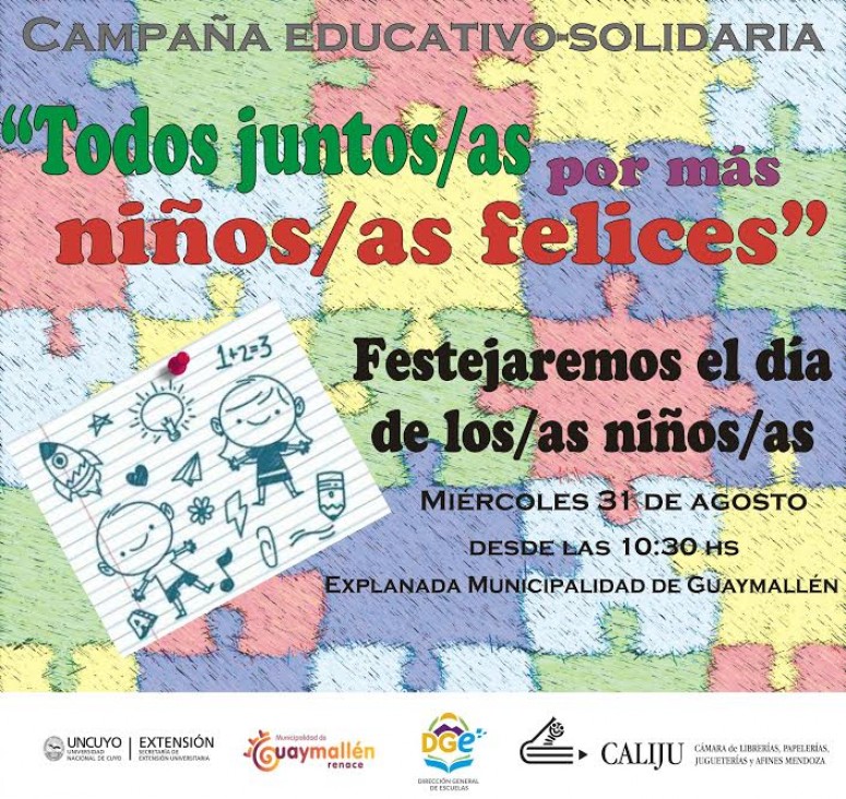 imagen Se festejará el Día de la Niñez como cierre de la campaña educativo-solidaria "Todos/as juntos/as por más niños/as felices" 