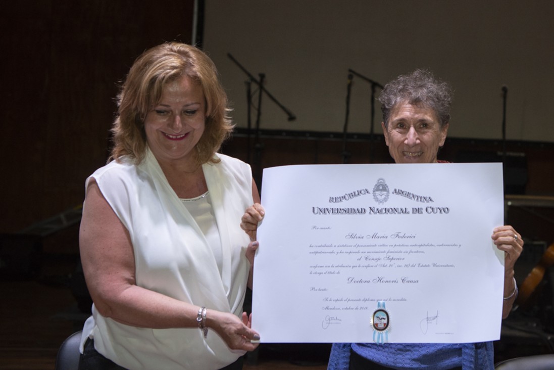 imagen Silvia Federici nueva Doctora Honoris Causa de la UNCuyo