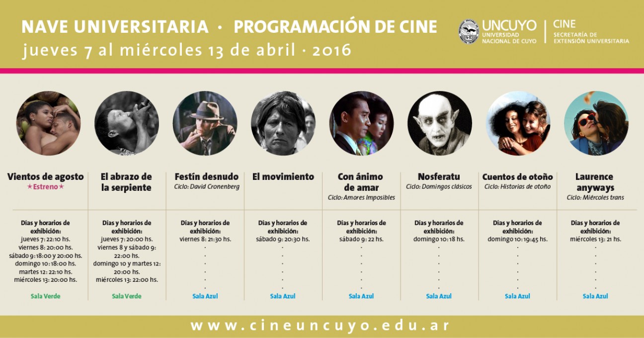 imagen Programación del Cine Universidad del jueves 7 al miércoles 13 de abril