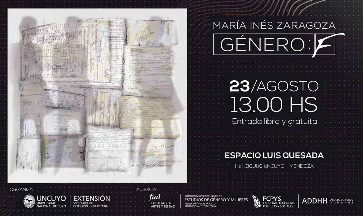 imagen En el Espacio Luis Quesada, María Inés Zaragoza presenta la muestra "Género: F"