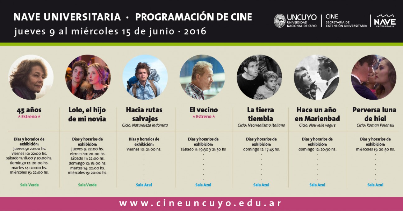 imagen Programación del Cine Universidad del jueves 9 al miércoles 15 de junio