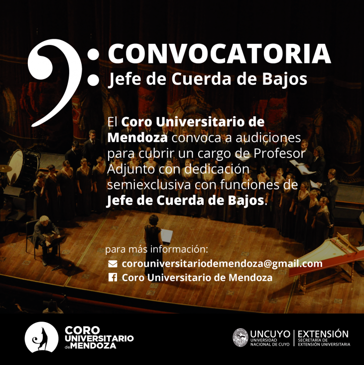 imagen El Coro Universitario abre convocatoria para cargo de Jefe de Cuerda de Bajos