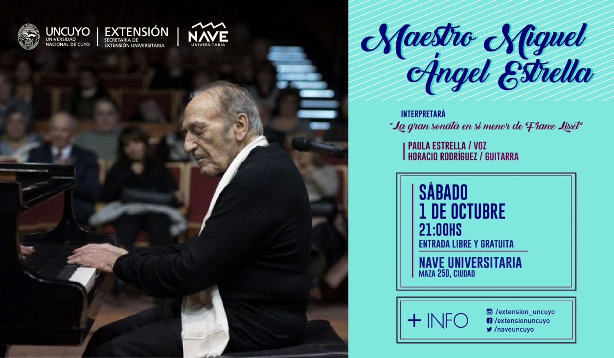 imagen El reconocido pianista Miguel Ángel Estrella brindará un concierto en la Nave Universitaria