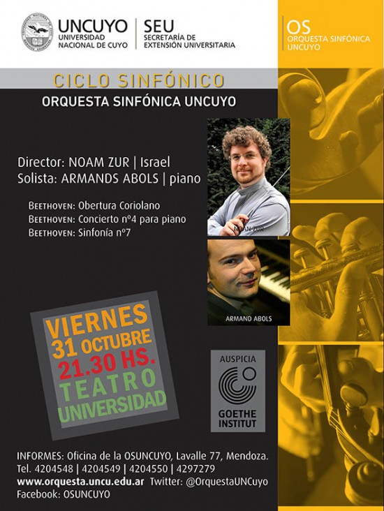 imagen Noam Zur y Armands Abols junto con la Orquesta Sinfónica en el Teatro de la Universidad