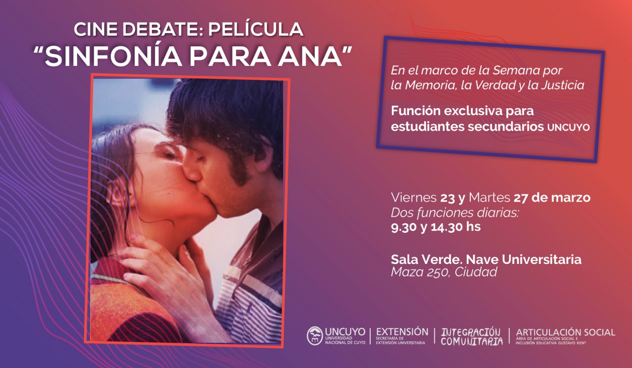 imagen Se proyectará el film «Sinfonía para Ana» para estudiantes de colegios de la UNCuyo