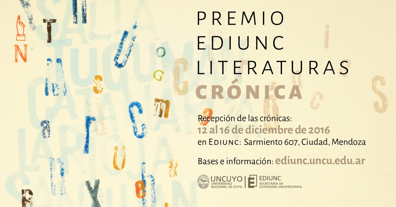 imagen EDIUNC lanza el Premio Literaturas de crónica