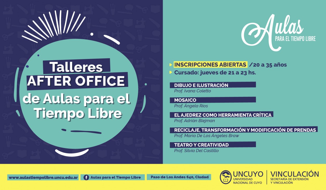 imagen Inscripciones abiertas para los talleres After Office de Aulas para el Tiempo Libre