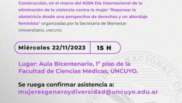 imagen La Dirección de Género y Diversidad en conjunto con la FCM será sede de una Jornada de Reflexión y Construcción de una Obstetricia con abordaje feminista