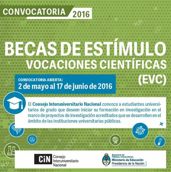 imagen Convocatoria abierta: Becas de Estímulo a las Vocaciones Científicas 2016 (Becas CIN)