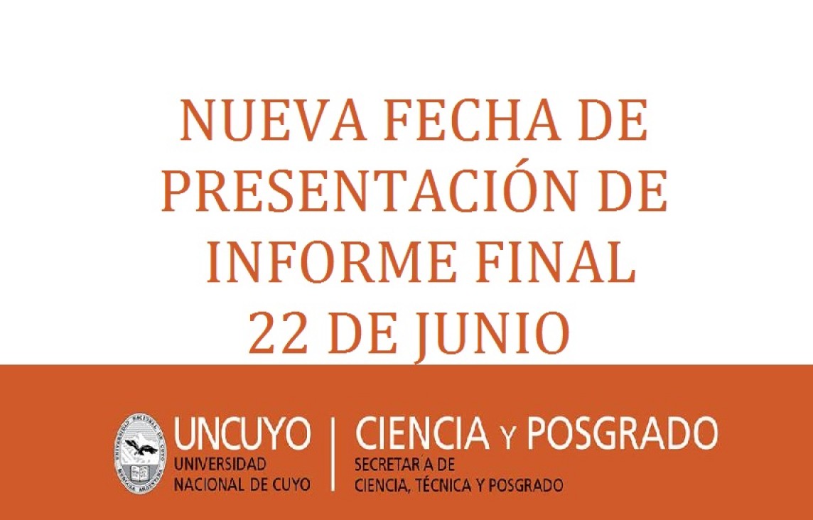 imagen Se extiende el plazo de presentación de Informe final de proyectos para el 22 de junio