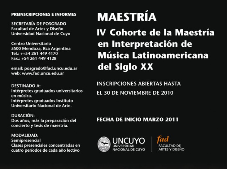 imagen Inscriben para posgrado en interpretación de música latinoamericana 