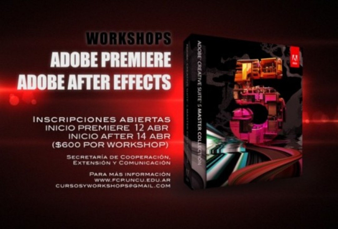 imagen Inscriben para "workshops" Adobe Premiere y After Effects