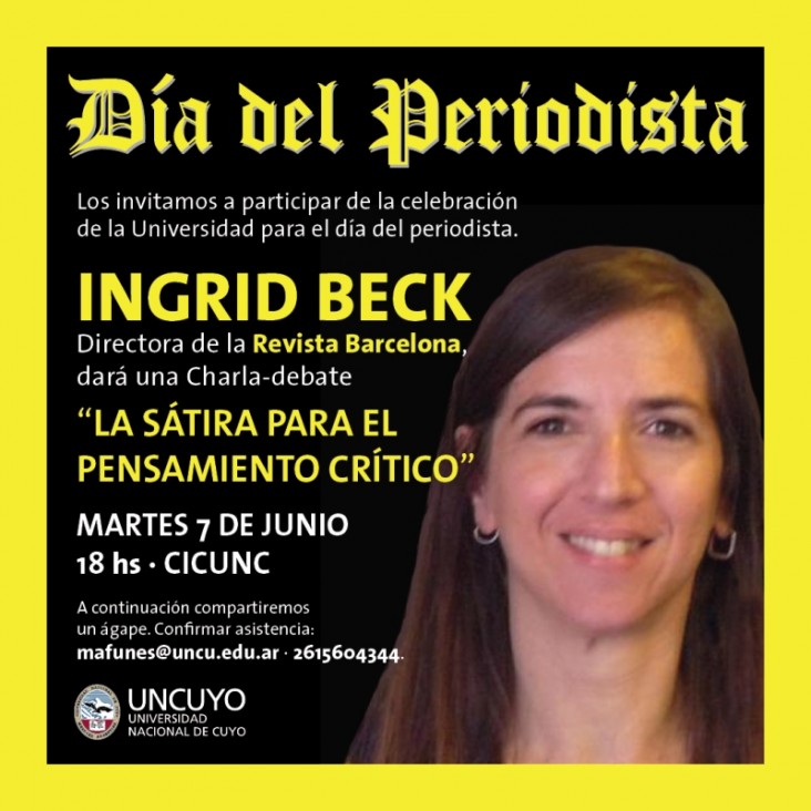 imagen Ingrid Beck en la celebración del día del periodista en la UNCUYO