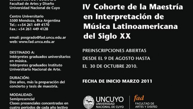 imagen Preinscriben para Maestría en Música Latinoamericana del Siglo XX