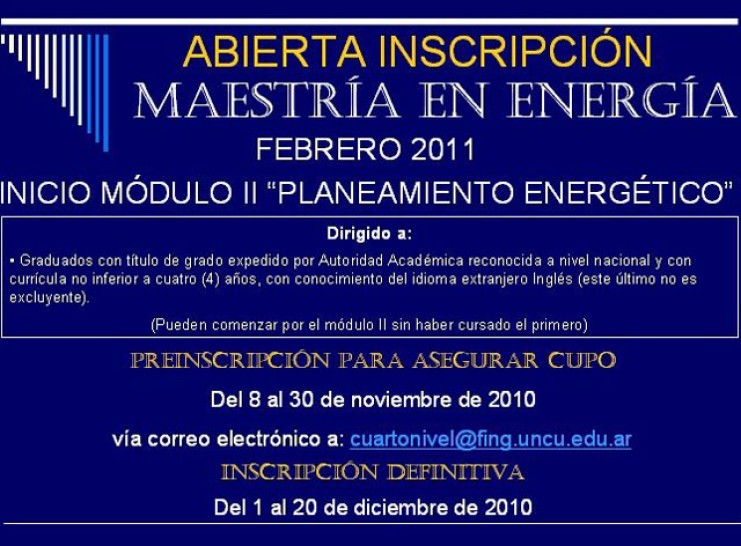 imagen Inscriben para el segundo módulo de la Maestría en Energía
