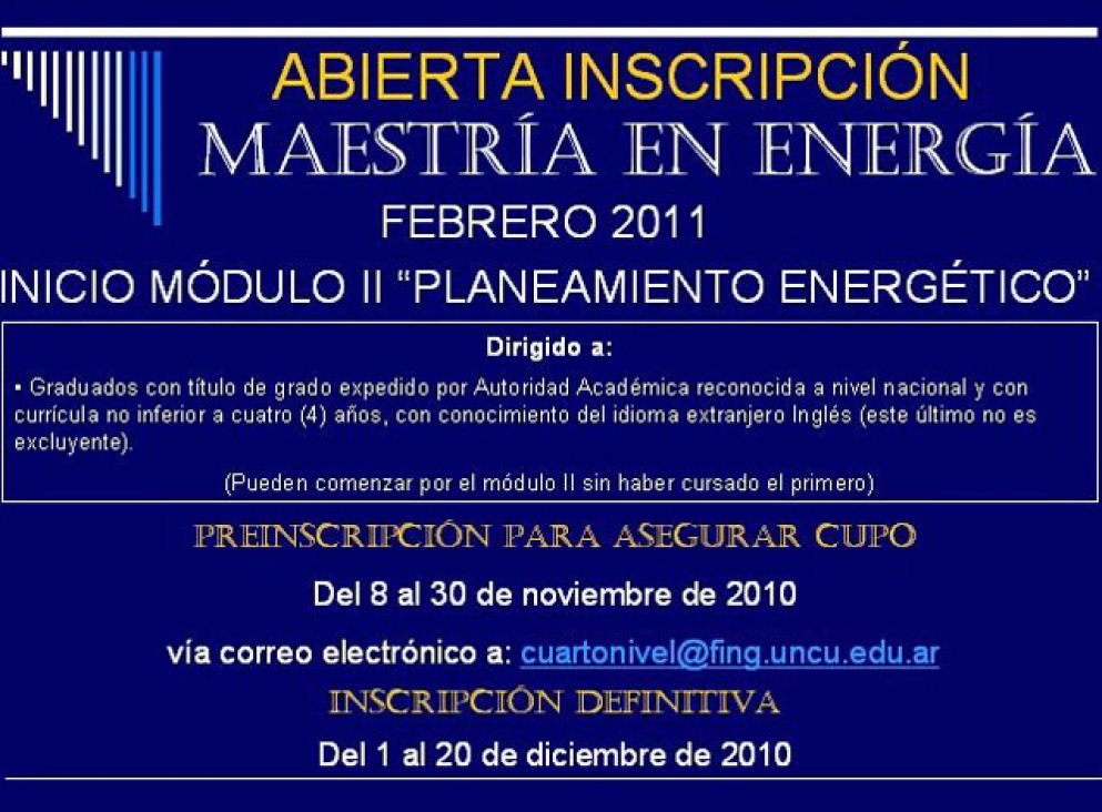 imagen Inscriben para el segundo módulo de la Maestría en Energía