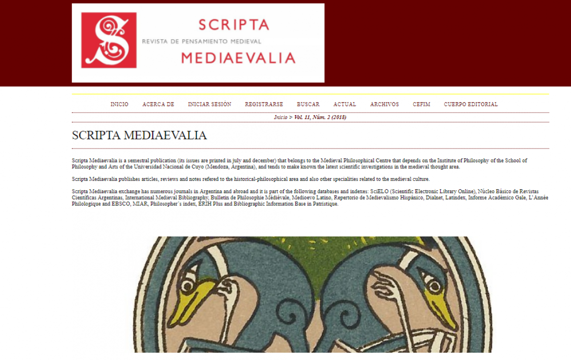 imagen Revista sobre pensamiento medieval ingresó a la base de datos Scopus