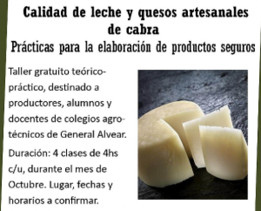 imagen Comenzó el Taller: "Elaboración de Quesos de Cabra" en General Alvear