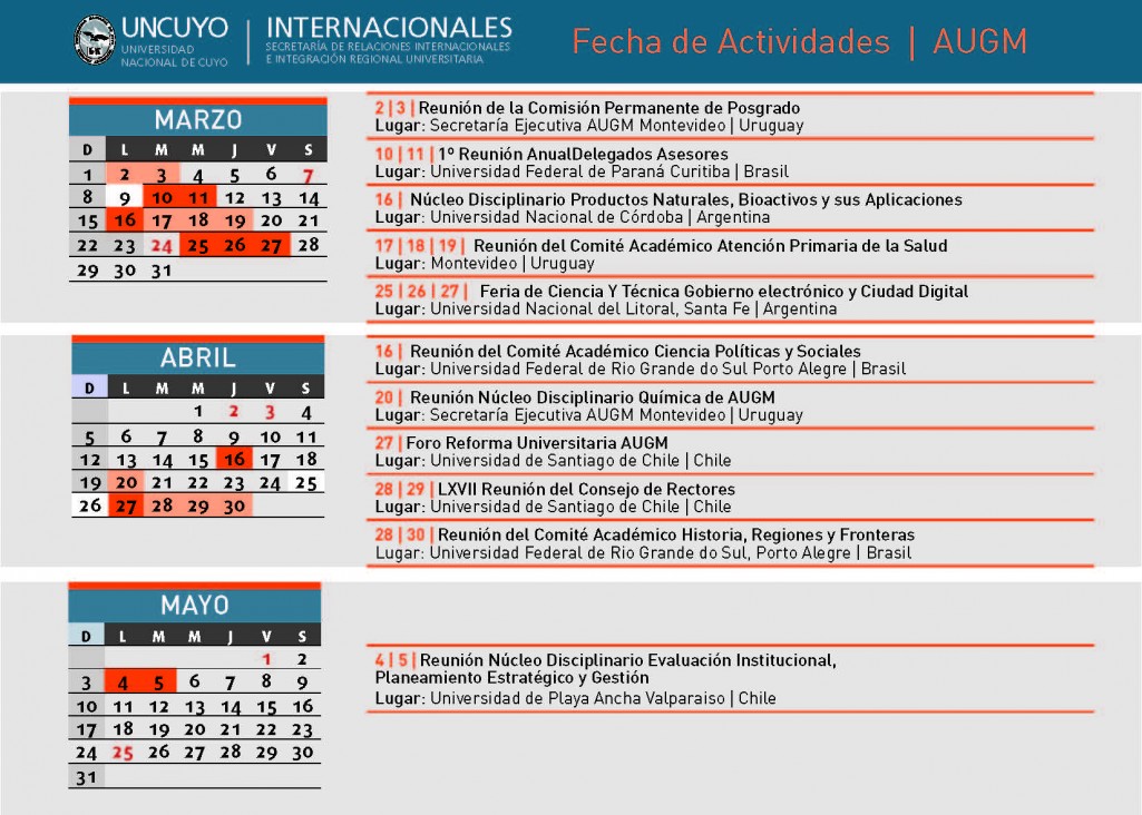 imagen Fechas de Actividades | AUGM