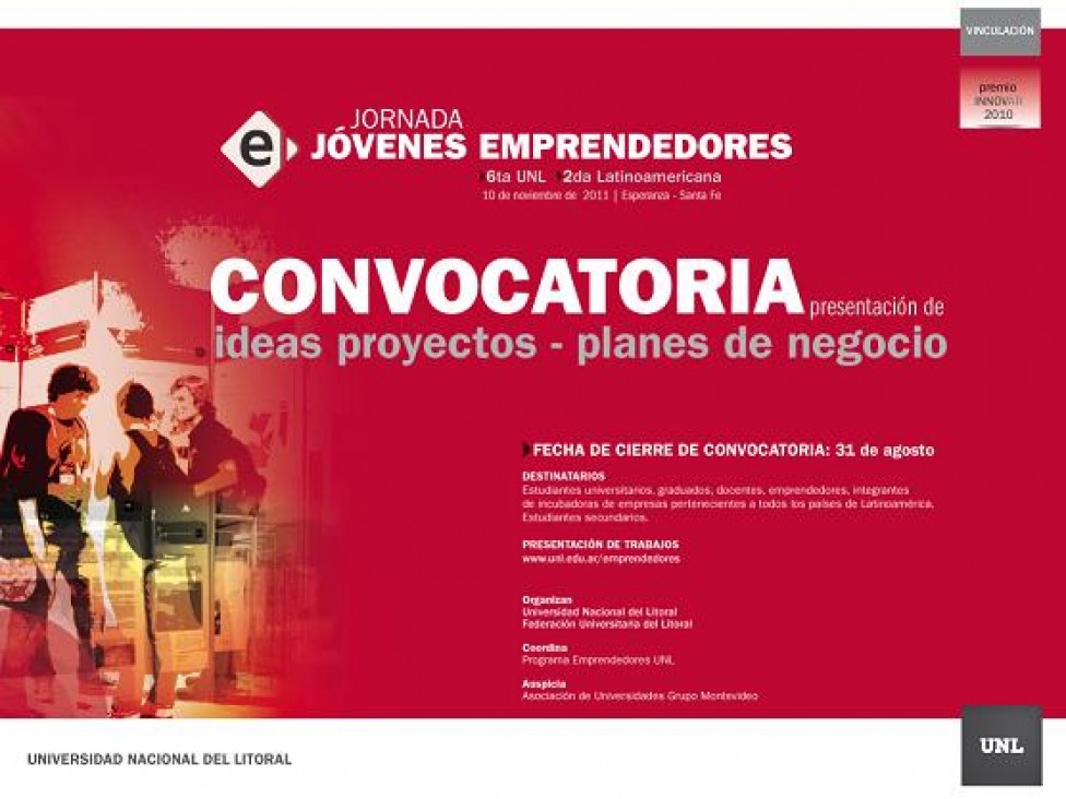 imagen Convocatoria para la 6ta Jornada UNL y 2ª Latinoamericana de Jóvenes Emprendedores.