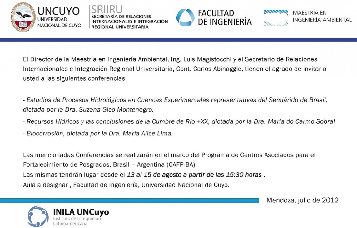 imagen Invitación a ciclo de conferencias sobre Recursos Hídricos