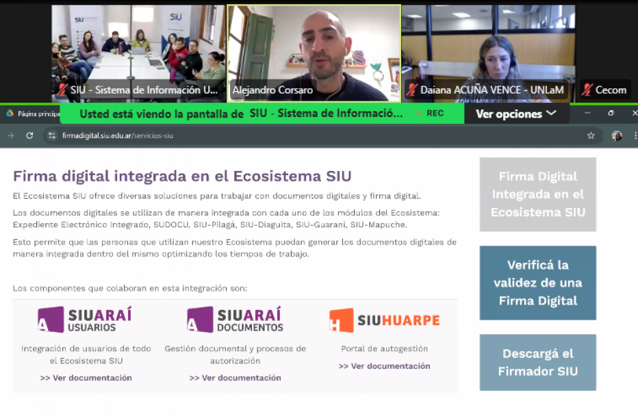 imagen El SIU, en encuentro virtual, compartió novedades en cuanto a Firma Digital